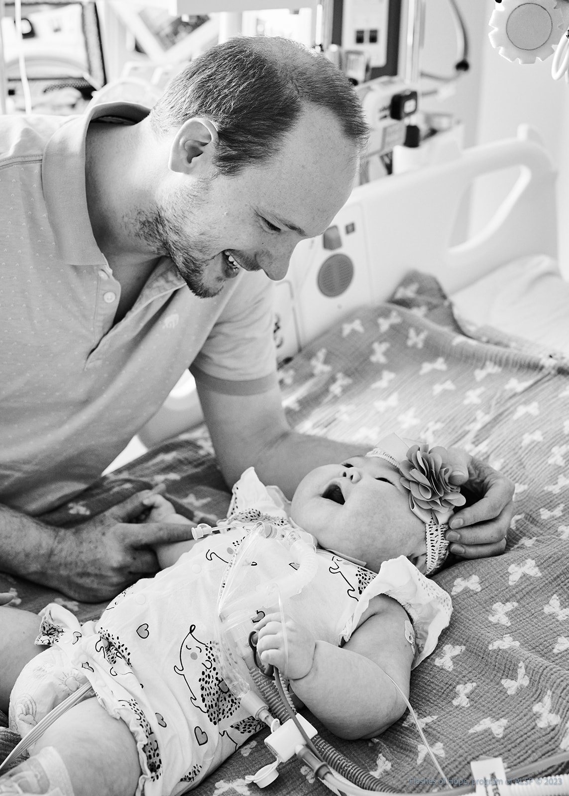 Black and white of Daddy and Constance smiling